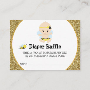 *~* Baby Bee Baby Girl Glitter Diaper Raffle Enclosure Card