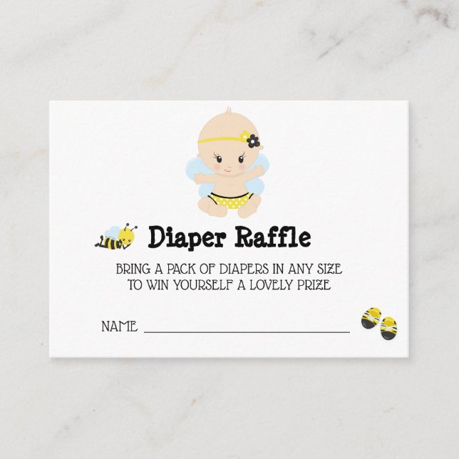 *~* Baby Bee Baby GIRL Plaid Diaper Raffle Enclosure Card (Front)
