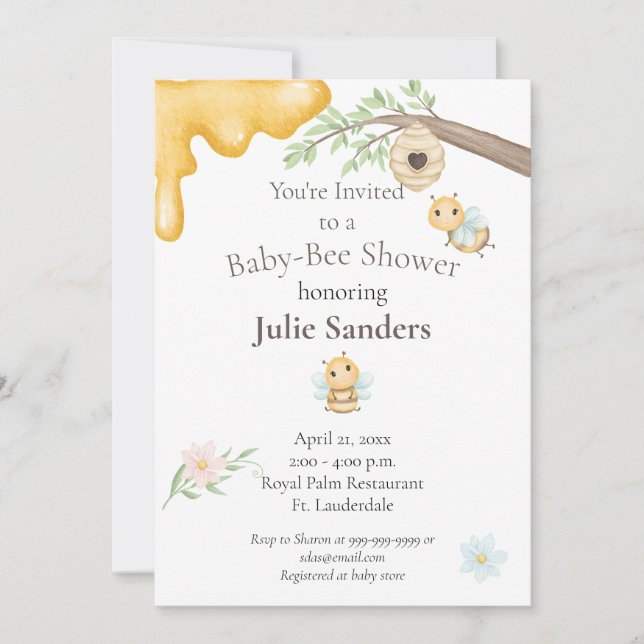 Baby Bee Baby Shower Invitation (Front)