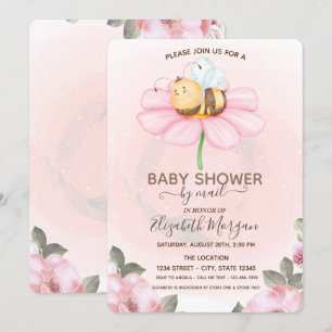 Baby Bee Floral Baby Shower  Invitation