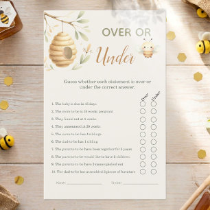 Baby Bee Gender Reveal Over or Under Game