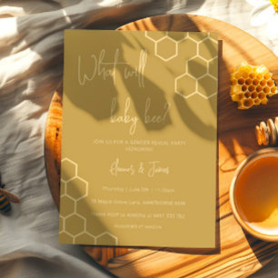 Baby Bee Gender Reveal Party Honeycomb Invitation