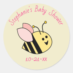 Baby Bee Girl Thank You Classic Round Sticker