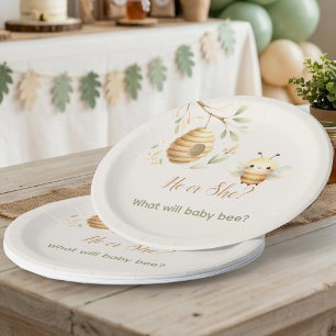 Baby Bee He or She Gender Reveal Dessert Paper Plate