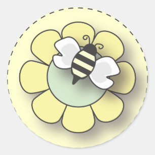 Baby Bee in Neutral Yellow Classic Round Sticker