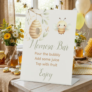 Baby Bee Momosa Bar Sign He or She Gender Reveal