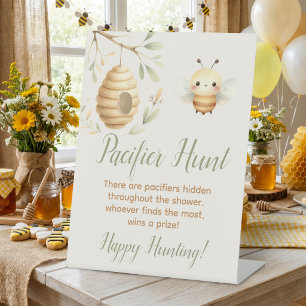 Baby Bee Pacifier Hunt He or She Party Pedestal Sign
