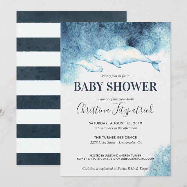 Baby Beluga | Baby Shower Invitation (Front/Back)