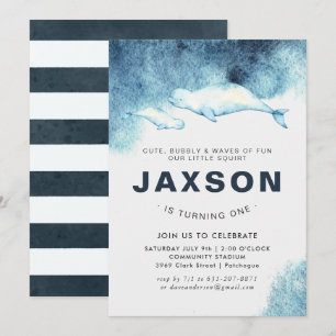 Baby Beluga Birthday Party Invitation