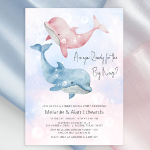Baby Beluga Whale Gender Reveal Party Invitation