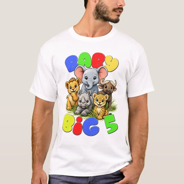 Baby Big 5 Cute Safari Nursery Illustration. T-Shirt (Front)