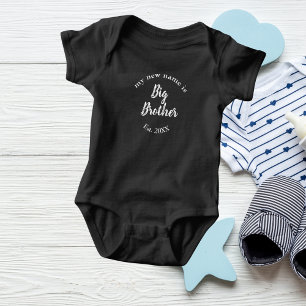 Baby Big Brother Est Year White Sibling Reveal Bodysuit