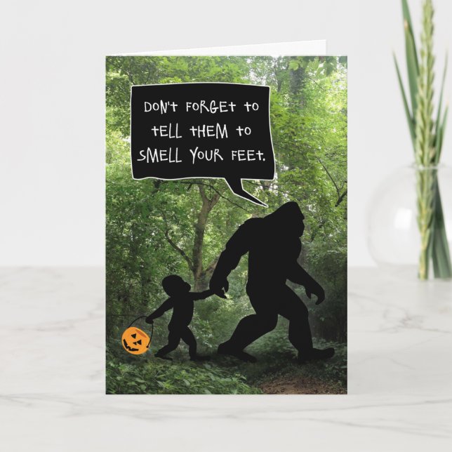 Baby Bigfoot, Smell My Feet Halloween Card (Front)