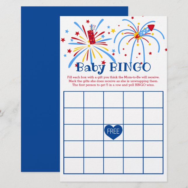 Baby Bingo 4th of July Patriotic Baby Shower (Front/Back)