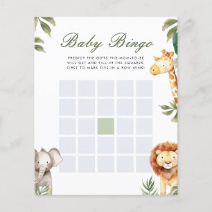 Baby Bingo A Little Wild One Baby Shower Game