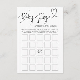 Baby Bingo Baby Shower Game Card Black and White