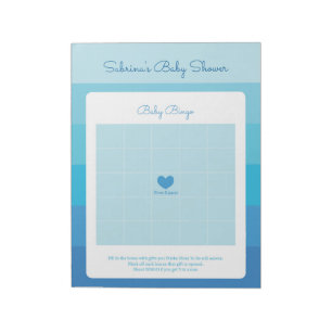 Baby Bingo Blue Ombre Stripes Baby Shower Game Notepad