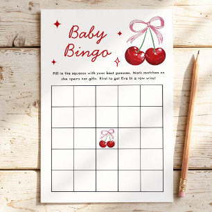Baby Bingo Cherry on Top Bow Baby Shower Game