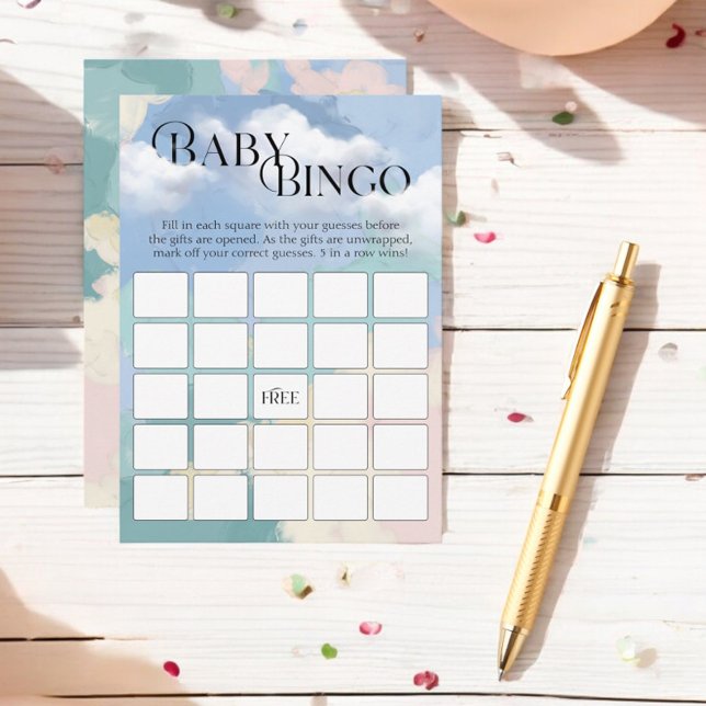Baby Bingo Cloud Nine Pastel Baby Shower Enclosure Card (Creator Uploaded)