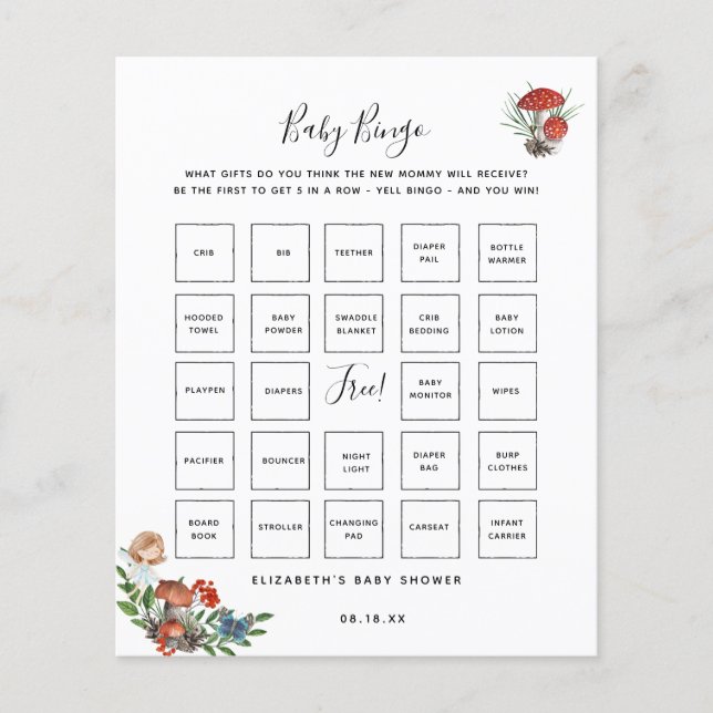 Baby Bingo | Enchanted Fairy Baby Shower Game (Front)
