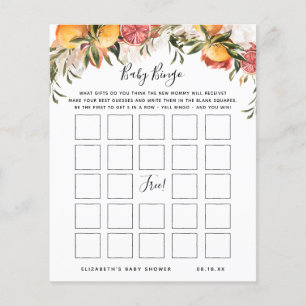 Baby Bingo   Floral Baby Shower Game