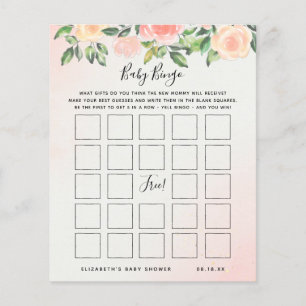 Baby Bingo   Floral Baby Shower Game
