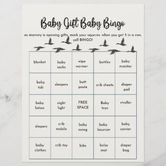 Baby Bingo for Duck theme baby shower