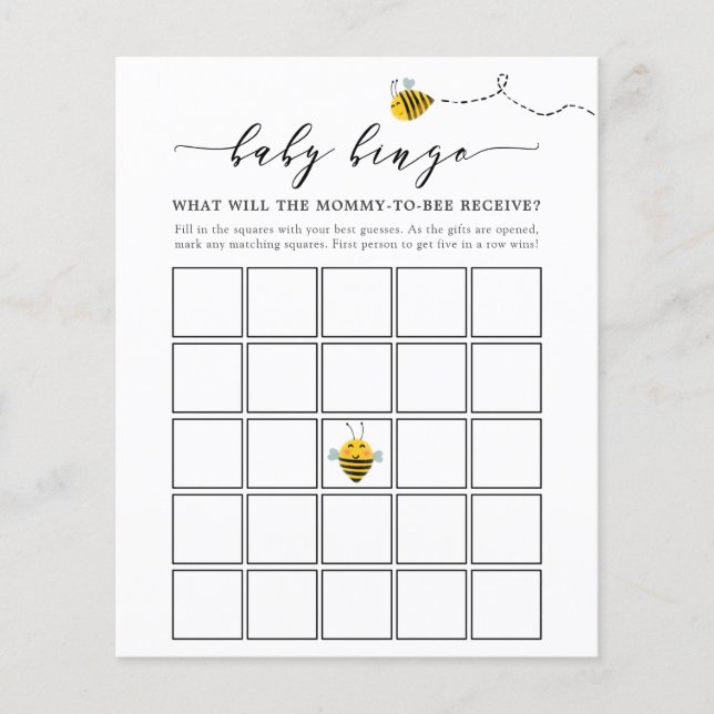 Baby Bingo Game Card (Front)