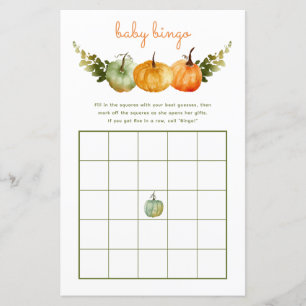 Baby Bingo Game November Pumpkin Fall Baby Shower