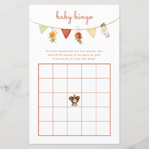 Baby Bingo Game Woodland Bear Fall Baby Shower