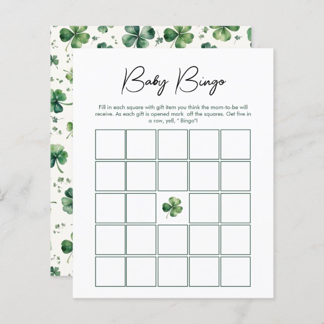 Baby Bingo Lucky Charm Baby Shower Game (Front/Back)