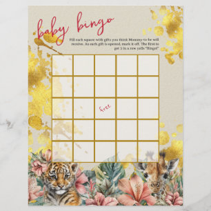 Baby Bingo & Name Race Wild Baby Shower Game Flyer