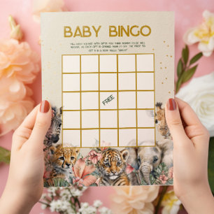 Baby Bingo & Name Race Wild Baby Shower Game Flyer