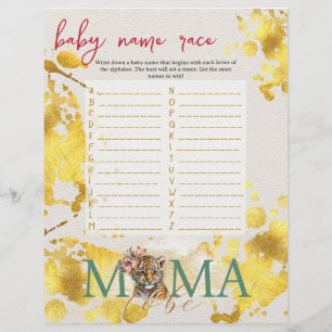 Baby Bingo & Name Race Wild Baby Shower Game Flyer