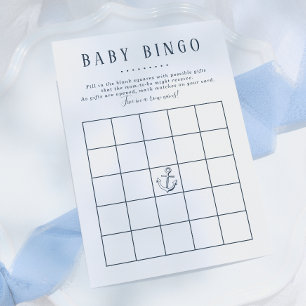 Baby Bingo Nautical Whale Baby Boy Shower Game Invitation