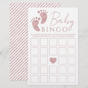 Baby Bingo Pink Glitter Baby Feet Baby Shower Game