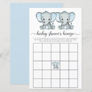 Baby Bingo Twin Boys Elephant Shower Game