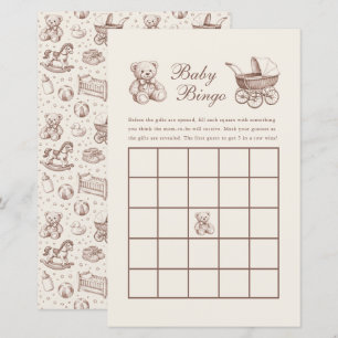 Baby Bingo Vintage Pram and Teddy Bear Shower Game