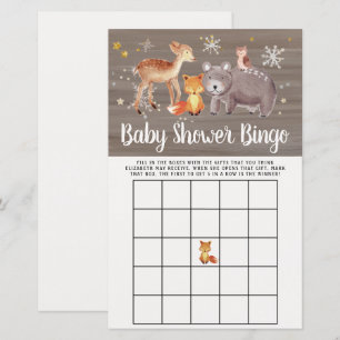 Baby Bingo Winter Woodland Animals Shower Game