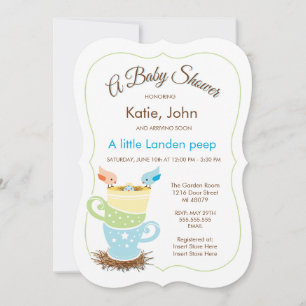 Baby Bird Boy Baby Shower Invitation