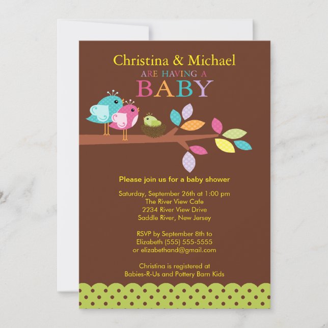 Baby Bird Nest Baby Shower Invitations (Front)