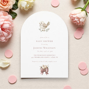 Baby bird watercolor minimal baby shower invitation