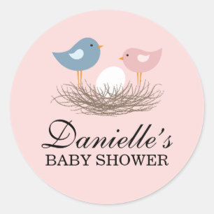 Baby Bird's Nest Baby Shower Classic Round Sticker