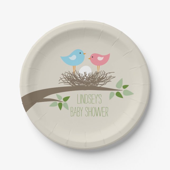 Baby Bird's Nest | Baby Shower Paper Plate (Front)