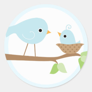 Baby Bird's Nest (blue) Classic Round Sticker