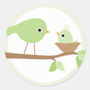 Baby Bird's Nest (green) Classic Round Sticker