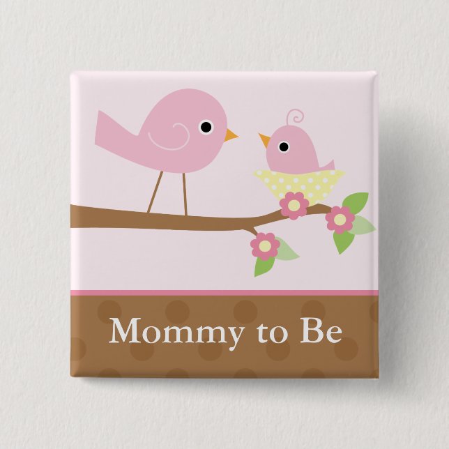 Baby Bird's Nest (pink) 15 Cm Square Badge (Front)
