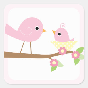 Baby Bird's Nest (pink) Square Sticker