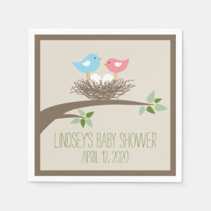 Baby Bird's Nest   Twins Baby Shower Napkin