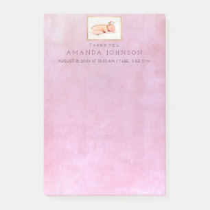 Baby Birth Annoucement Thank You Gift Favor Post-it Notes